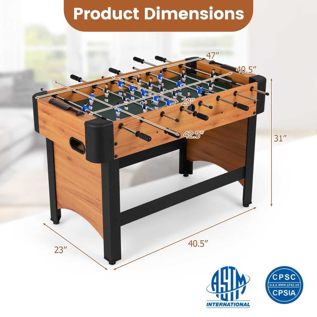 Foosball Table Competition Full Size Soccer Game Table with 22 Players
