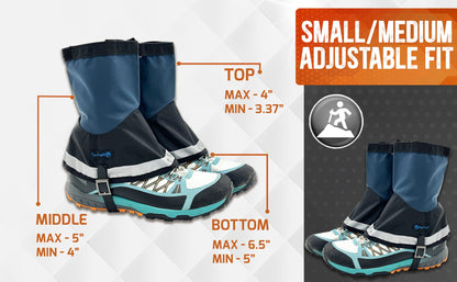 Pike Trail Mid Length Gaiters | 100% Waterproof | Rip-Stop Nylon | S/M Adjustable Fit