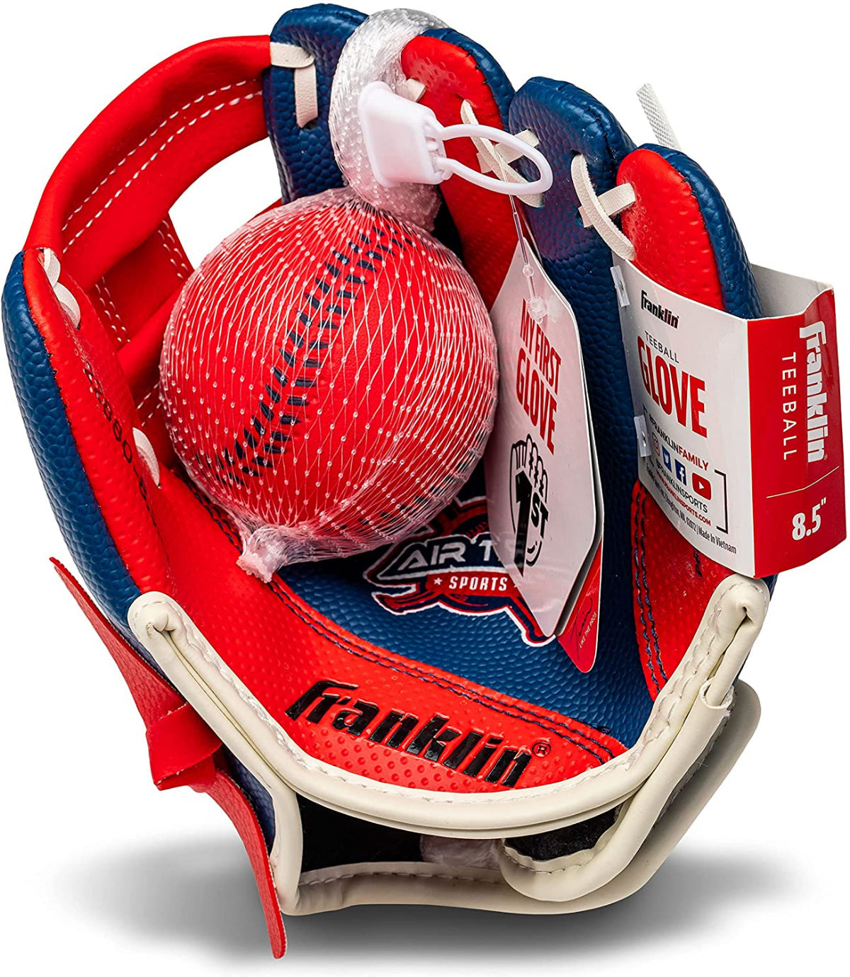 Franklin Air Tech Adapt Series T-Ball Fielding Glove | 8.5" Youth | RHT | RTP | Royal/Red - Niksstuff