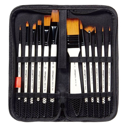 KINGART Studio Nylon Artist Brush Set - 12 Piece for Mixed Media