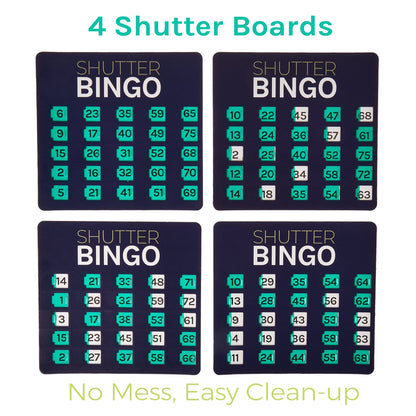Shutter Bingo Game | 4 Reusable Shutter Cards | 6-Inch Cage | No Chips or Ink | Chucklebox - Niksstuff