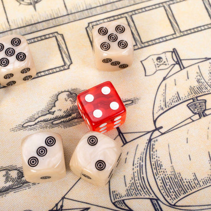 Liar's Dice | Pirate-Themed Bluffing Game | 30 Bullseye Dice | Up to 6 Players | Chucklebox - Niksstuff