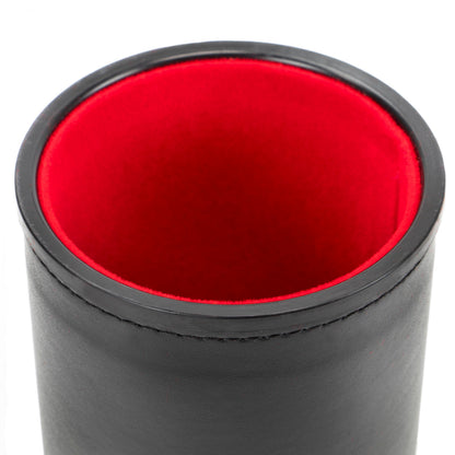 Premium Dice Cups | Black Leatherette & Red Velvet Interior | 25 Dice Included | Set of 5 | Chucklebox - Niksstuff