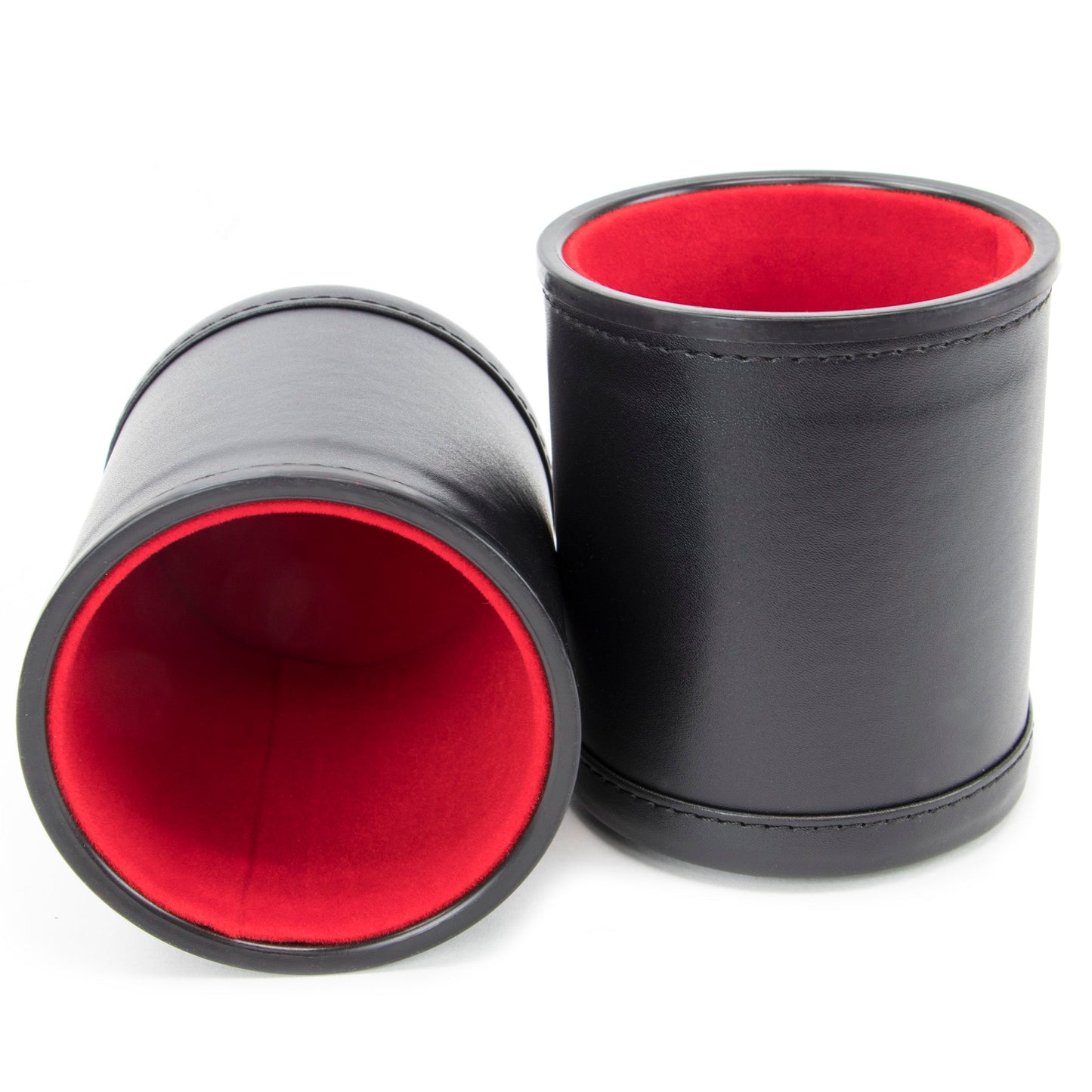 Premium Dice Cups | Black Leatherette & Red Velvet Interior | 25 Dice Included | Set of 5 | Chucklebox - Niksstuff