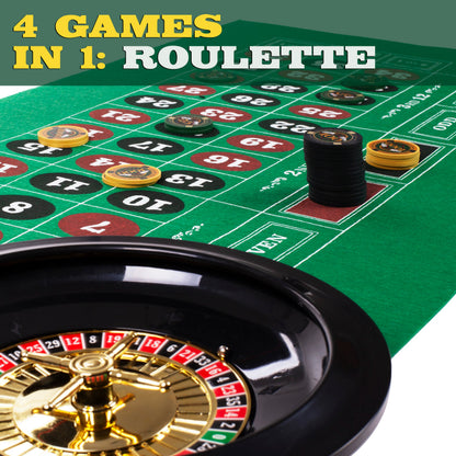 Casino Game Night | 4-in-1 Set | Blackjack, Texas Hold'em, Roulette & Craps | Chucklebox - Niksstuff