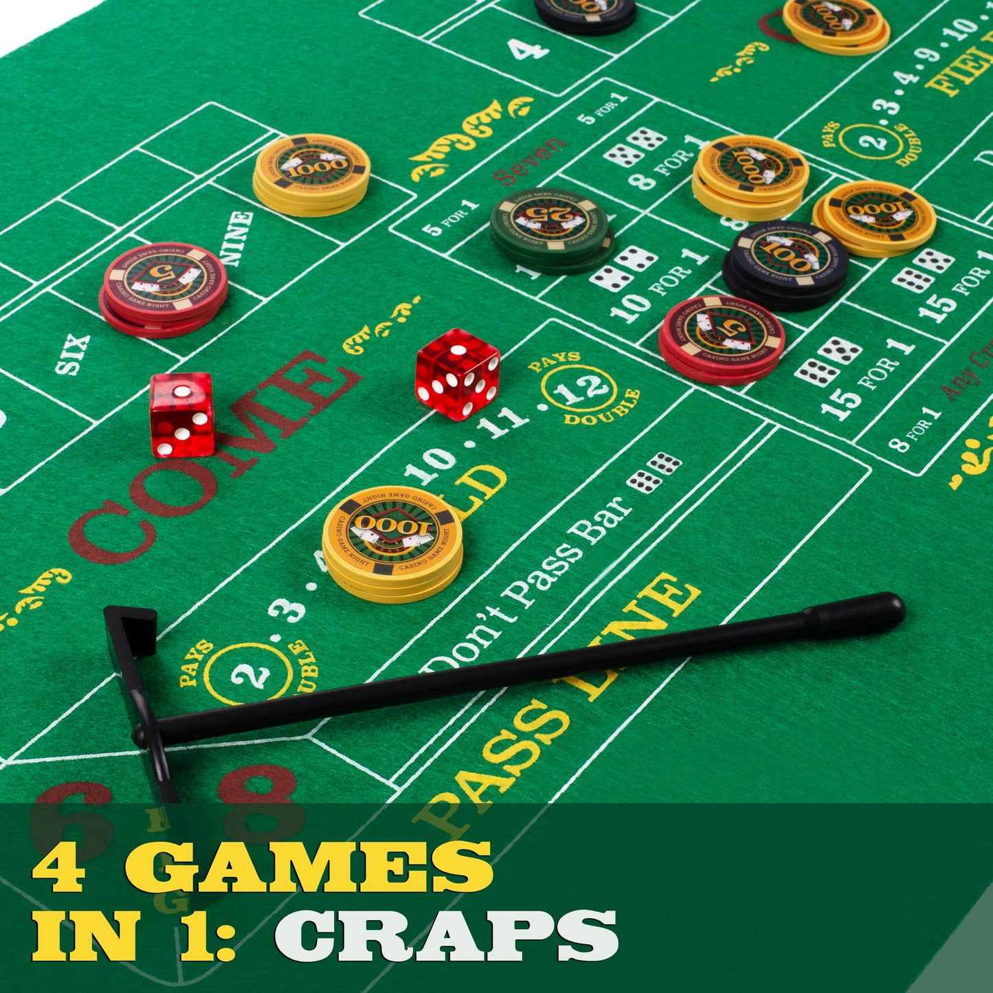 Casino Game Night | 4-in-1 Set | Blackjack, Texas Hold'em, Roulette & Craps | Chucklebox - Niksstuff