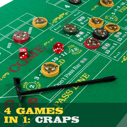 Casino Game Night | 4-in-1 Set | Blackjack, Texas Hold'em, Roulette & Craps | Chucklebox - Niksstuff
