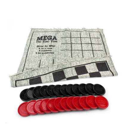 3-in-1 Giant Checkers Rug | Checkers, Tic-Tac-Toe & MEGA Tic-Tac-Toe | 24"+ | Indoor/Outdoor | Chucklebox - Niksstuff