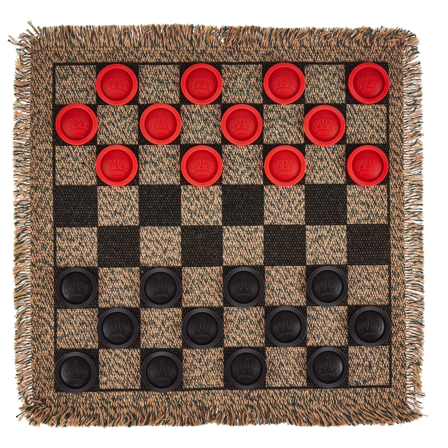 3-in-1 Mini Checkers Rug | Checkers, Tic-Tac-Toe & Mega Tic-Tac-Toe| Chunky Pieces | Chucklebox - Niksstuff