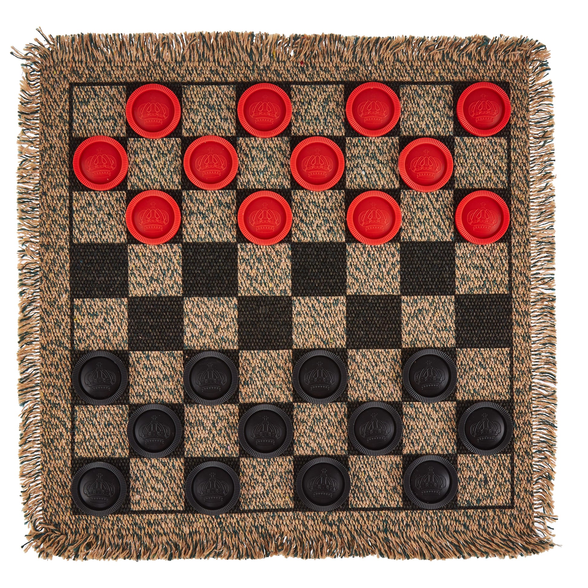 3-in-1 Mini Checkers Rug | Checkers, Tic-Tac-Toe & Mega Tic-Tac-Toe| Chunky Pieces | Chucklebox - Niksstuff