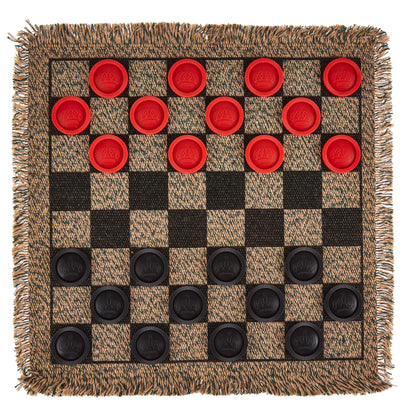 3-in-1 Mini Checkers Rug | Checkers, Tic-Tac-Toe & Mega Tic-Tac-Toe| Chunky Pieces | Chucklebox - Niksstuff