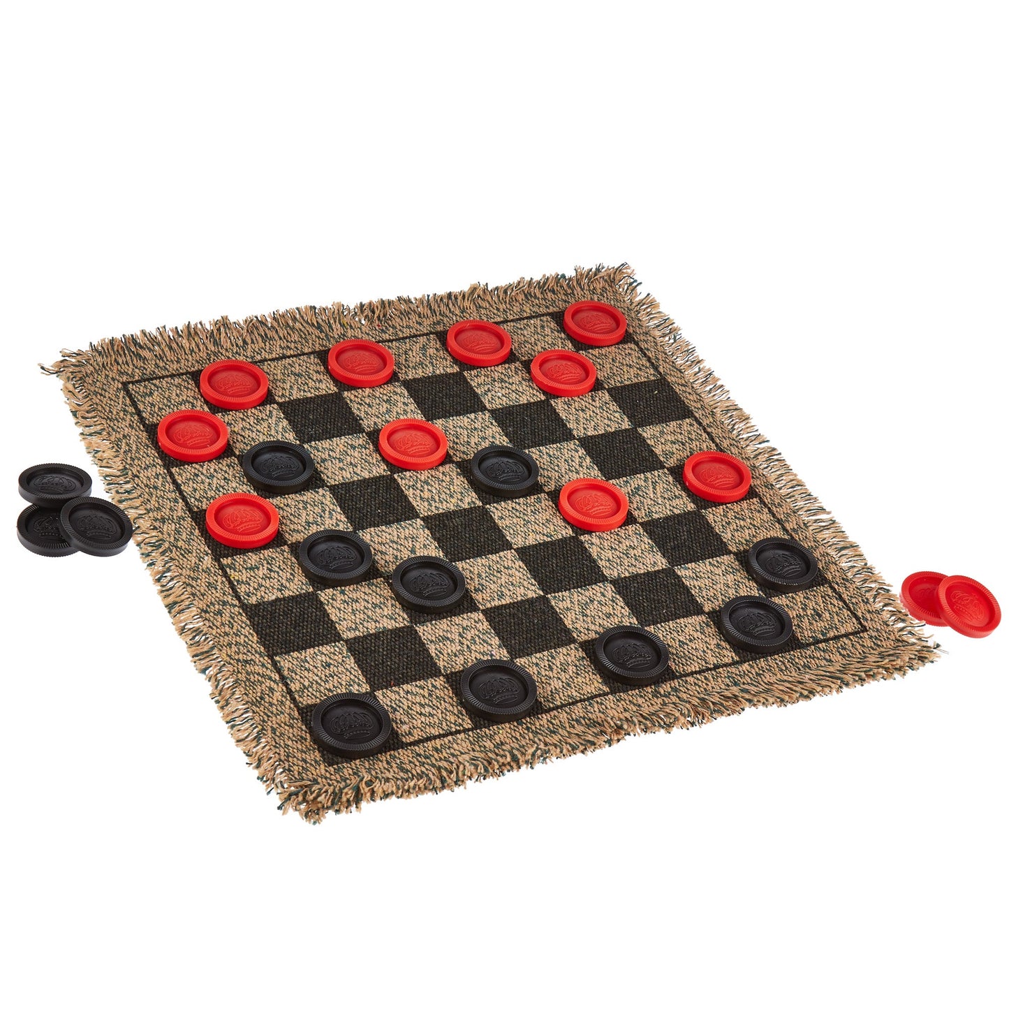 3-in-1 Mini Checkers Rug | Checkers, Tic-Tac-Toe & Mega Tic-Tac-Toe| Chunky Pieces | Chucklebox - Niksstuff