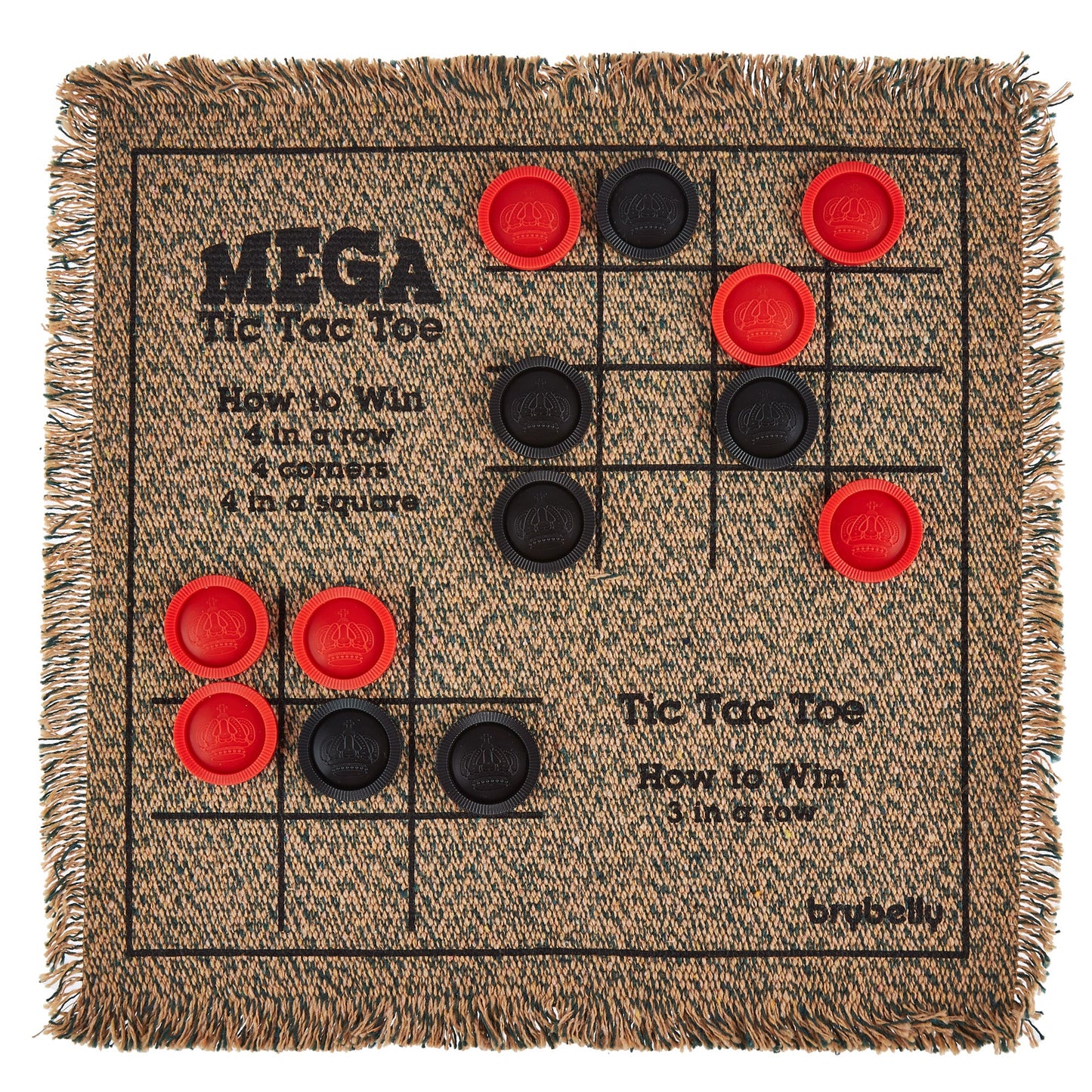 3-in-1 Mini Checkers Rug | Checkers, Tic-Tac-Toe & Mega Tic-Tac-Toe| Chunky Pieces | Chucklebox - Niksstuff