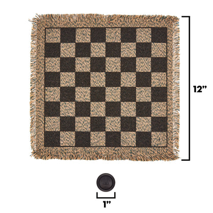 3-in-1 Mini Checkers Rug | Checkers, Tic-Tac-Toe & Mega Tic-Tac-Toe| Chunky Pieces | Chucklebox - Niksstuff