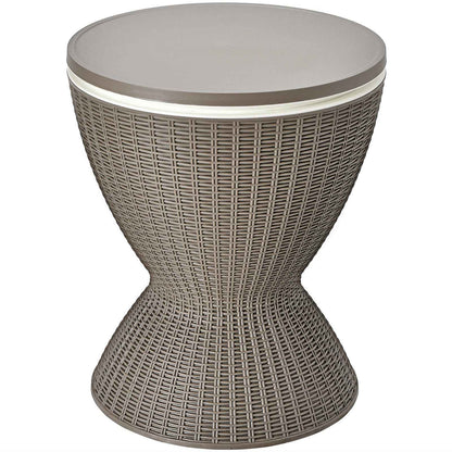 3-in-1 Rattan Cooler Bar Table with Adjustable Ice Bucket | 8 Gallon