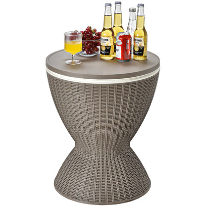 3-in-1 Rattan Cooler Bar Table with Adjustable Ice Bucket | 8 Gallon