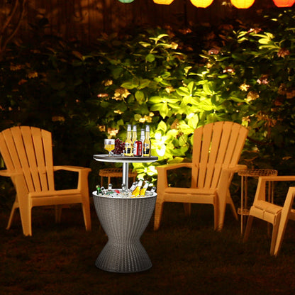 3-in-1 Rattan Cooler Bar Table with Adjustable Ice Bucket | 8 Gallon