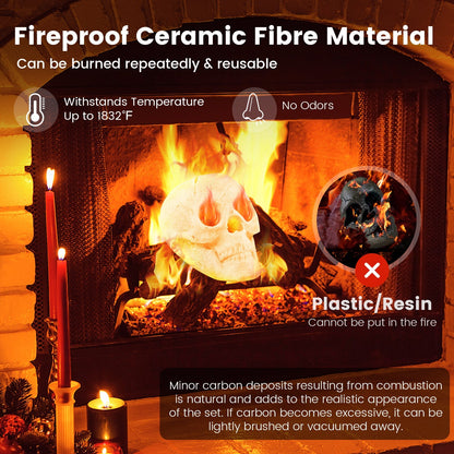 Halloween Fire Pit Skull – Ceramic Fibre Fire Decoration
