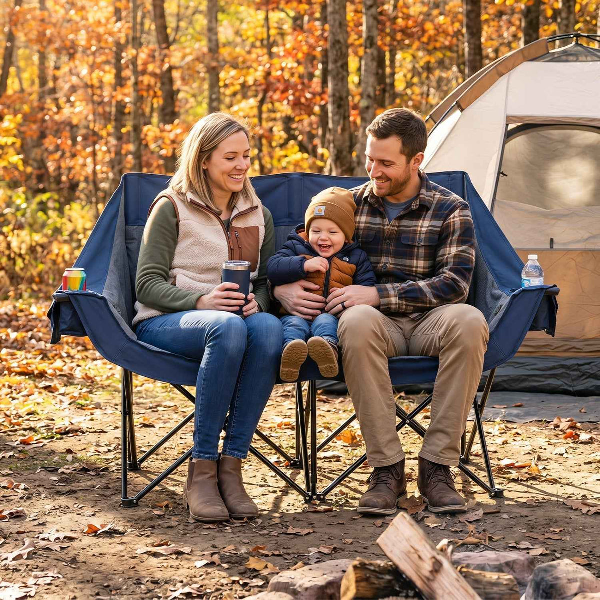 Heated Double Camping Chair with 4 Heating Zones