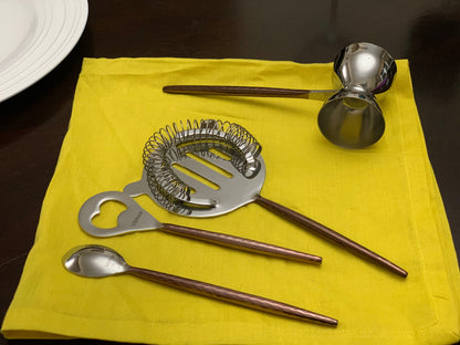 Vibhsa 4-Piece Bartending Kit | Stainless Steel Bar Tools Set | Copper Hammered | Home Bar & Professional Use - Niksstuff