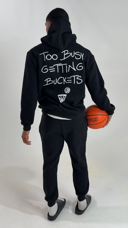Bigger Than Basketball Too Busy Getting Buckets - Hoodie - Black | Youth & Adult - Niksstuff