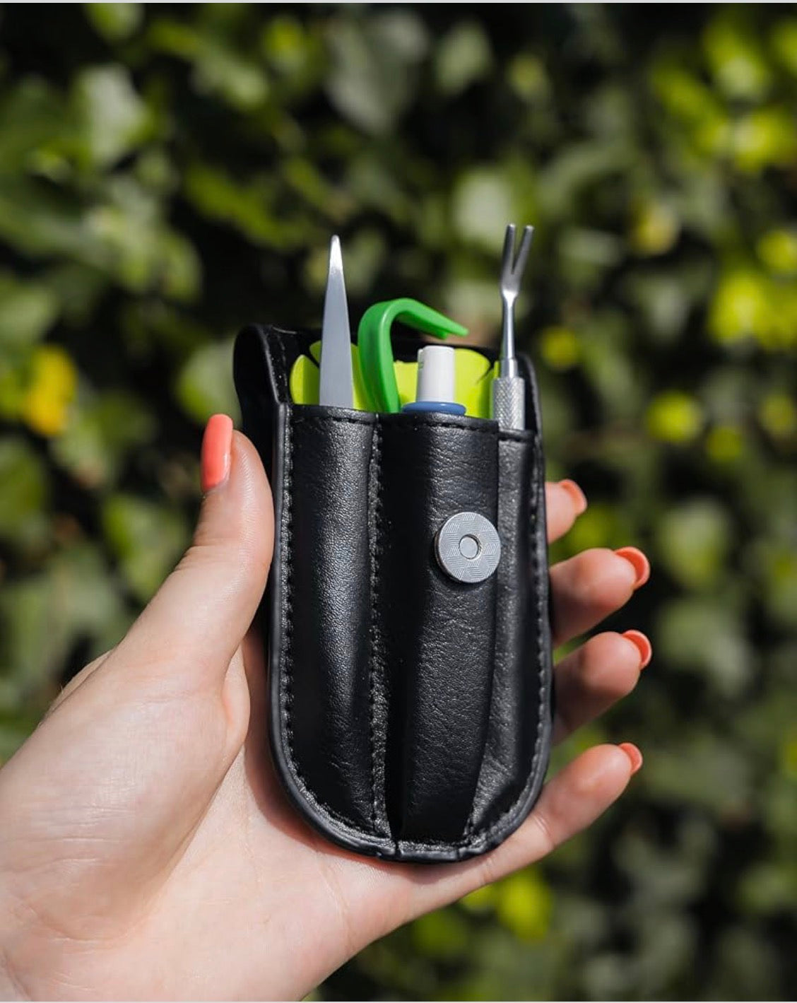 Pike Trail Tick Removal Kit | 6-in-1 | Stainless Steel Tweezers, Hooks, Tick Card & Leather Case