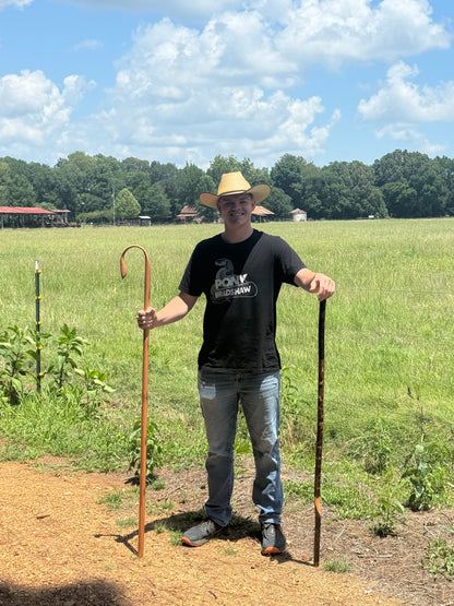 Handmade Ozark Hardwood Hiking Stick | 36”–72” | Oak or Hickory | Made in USA | Parker Homestead
