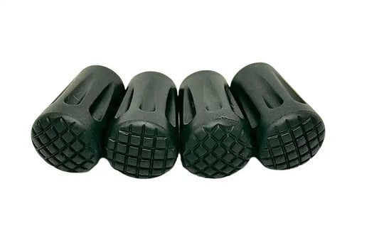 Trekking pole rubber replacement tips, four dark treaded grips