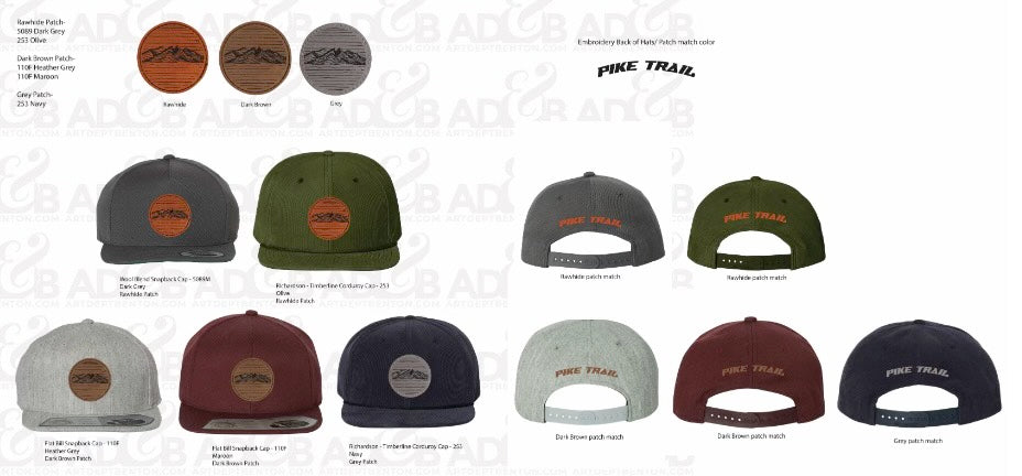 Pike Trail Rawhide Leather Patch Hat | Snapback | 6 Styles