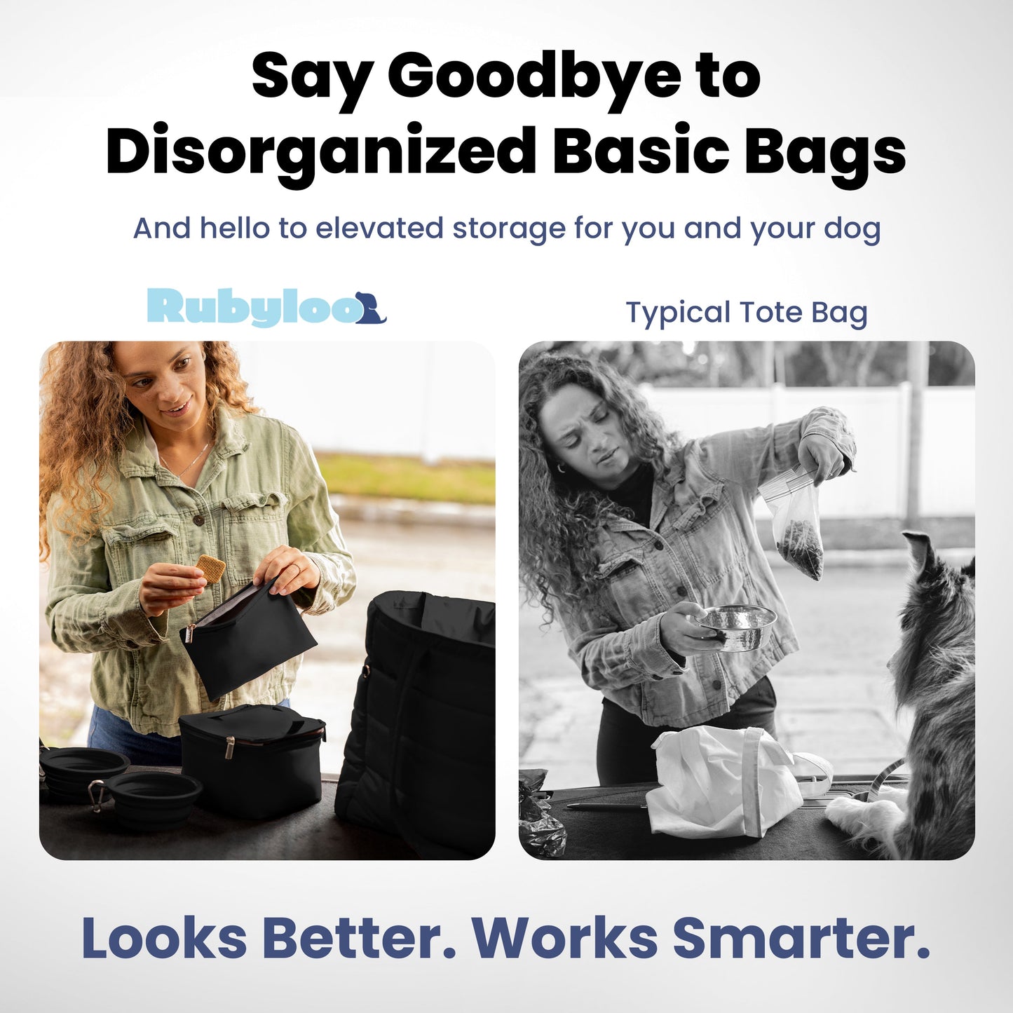 Rubyloo Puffer Dog Travel Bag | Quilted Nylon Tote | 9 Pockets | Bowls & Containers Included | 6 Colors
