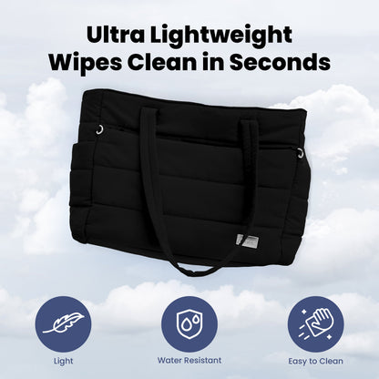 Rubyloo Puffer Dog Travel Bag | Quilted Nylon Tote | 9 Pockets | Bowls & Containers Included | 6 Colors