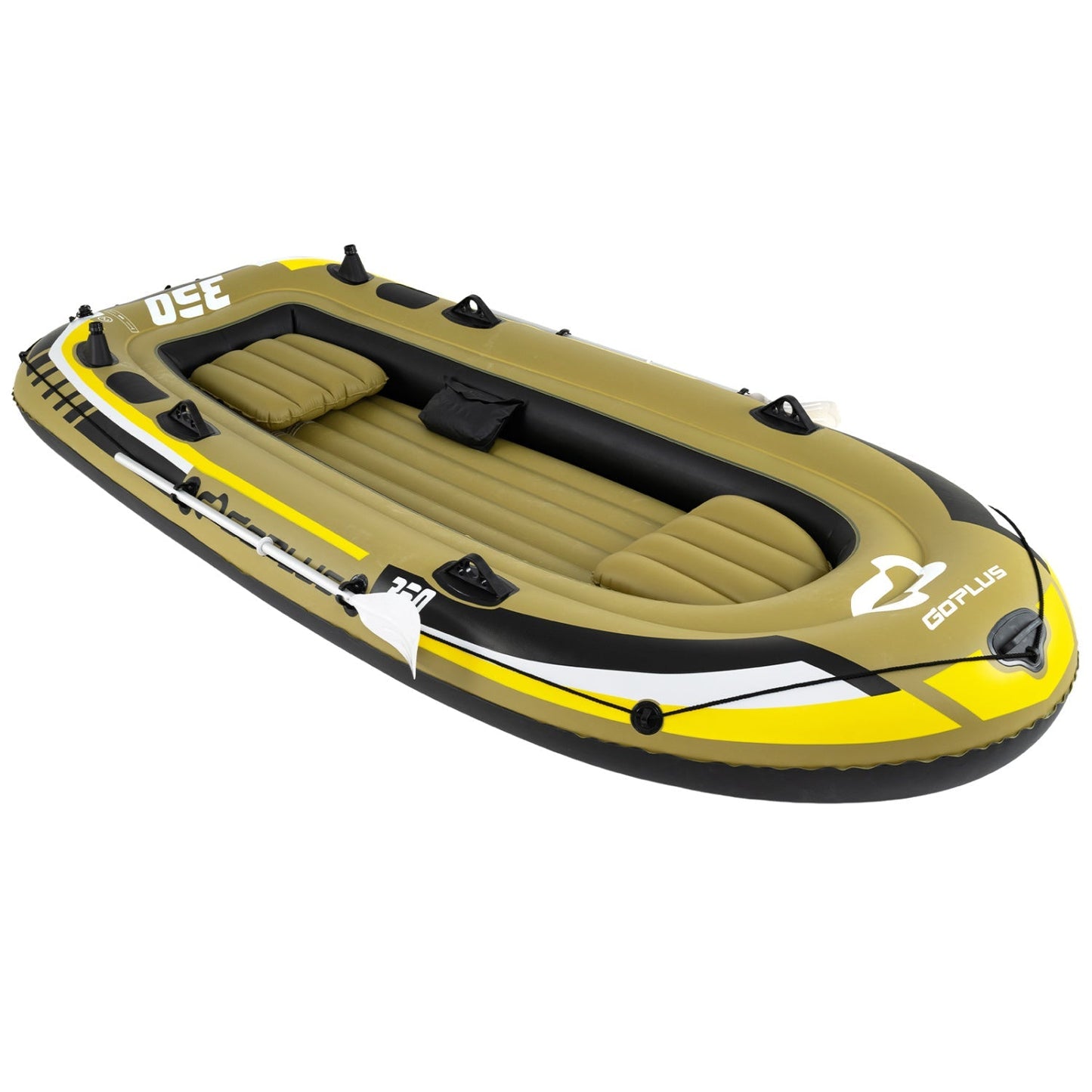 4-Person Inflatable Fishing Boat | 748 lb Capacity | 3 Air Chambers | Rod Holders | Motor Mount | Green
