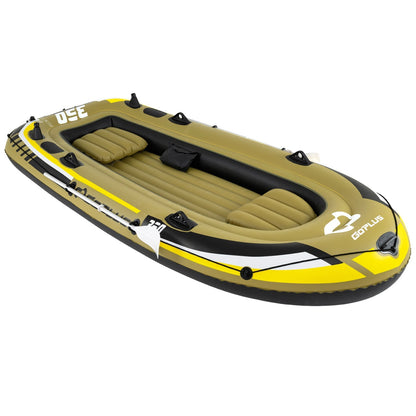 4-Person Inflatable Fishing Boat | 748 lb Capacity | 3 Air Chambers | Rod Holders | Motor Mount | Green