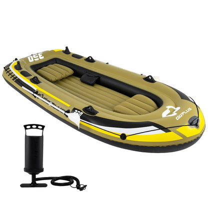 4-Person Inflatable Fishing Boat | 748 lb Capacity | 3 Air Chambers | Rod Holders | Motor Mount | Green