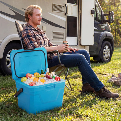 Insulated Portable Hard Shell Cooler with Cup Holders & Bottle Opener