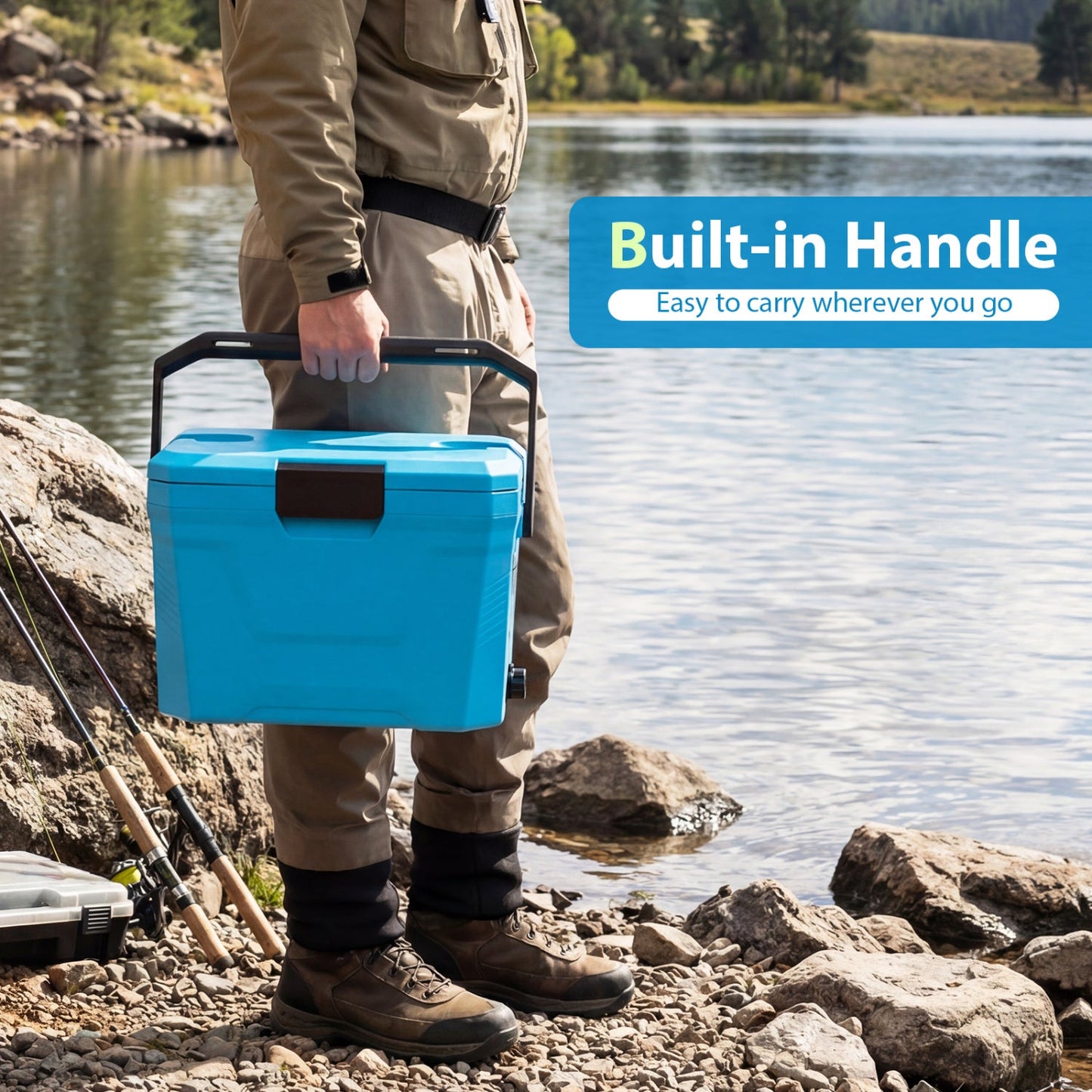 Insulated Portable Hard Shell Cooler with Cup Holders & Bottle Opener