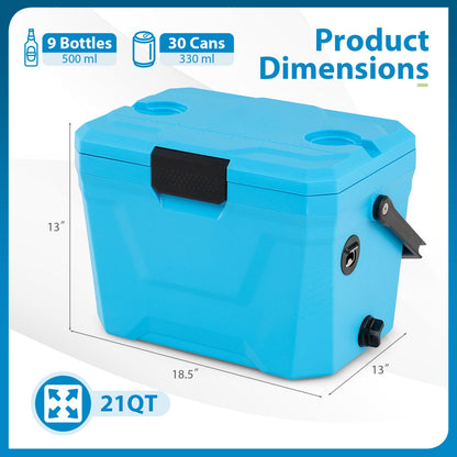 Insulated Portable Hard Shell Cooler with Cup Holders & Bottle Opener