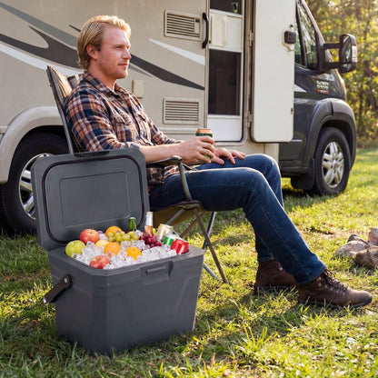 Insulated Portable Hard Shell Cooler with Cup Holders & Bottle Opener
