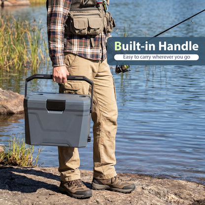 Insulated Portable Hard Shell Cooler with Cup Holders & Bottle Opener
