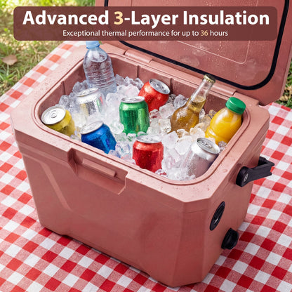 Insulated Portable Hard Shell Cooler with Cup Holders & Bottle Opener