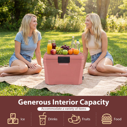 Insulated Portable Hard Shell Cooler with Cup Holders & Bottle Opener