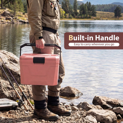 Insulated Portable Hard Shell Cooler with Cup Holders & Bottle Opener