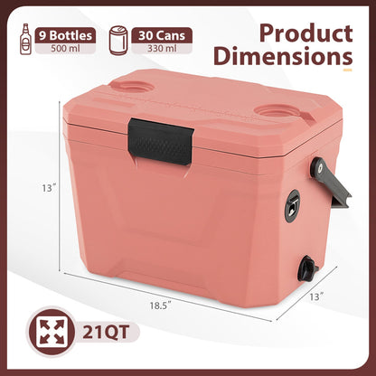 Insulated Portable Hard Shell Cooler with Cup Holders & Bottle Opener