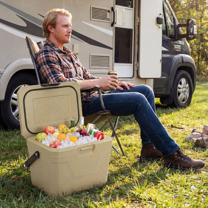 Insulated Portable Hard Shell Cooler with Cup Holders & Bottle Opener
