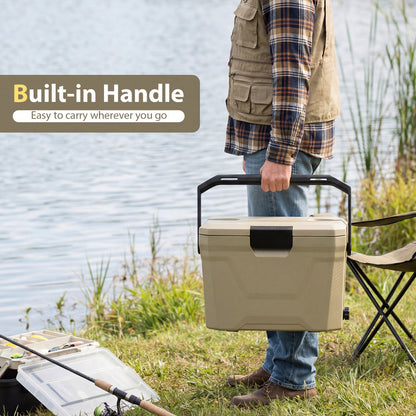 Insulated Portable Hard Shell Cooler with Cup Holders & Bottle Opener