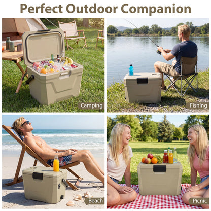 Insulated Portable Hard Shell Cooler with Cup Holders & Bottle Opener