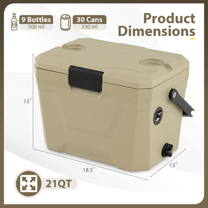 Insulated Portable Hard Shell Cooler with Cup Holders & Bottle Opener