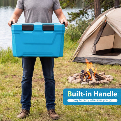 Large Insulated Hard Shell Cooler with Cup Holders, Bottle Opener & Drain Plug