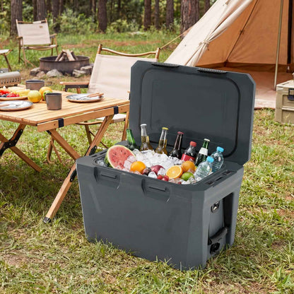 Large Insulated Hard Shell Cooler with Cup Holders, Bottle Opener & Drain Plug