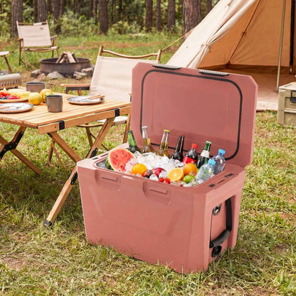 Large Insulated Hard Shell Cooler with Cup Holders, Bottle Opener & Drain Plug